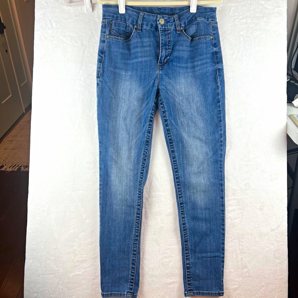 Seven Jeans Women’s Blue Medium Wash Stretch Skinny Jeans Mid Rise Size 12
